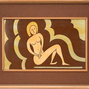 1941 Modernist Carved Wood Panel, “Dolly” by H. M. Darli — Closson Galleries Pro